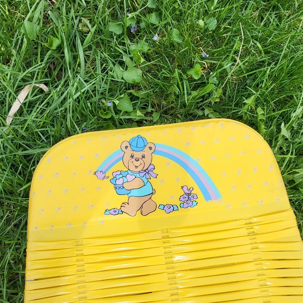 Kids Vintage Jelly Tube Lawn Chair Chaise Lounge Yellow Bear 50